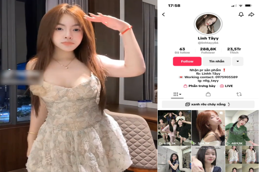 Phát tán video sex Linh Tây tiktoker vóc dáng đẹp